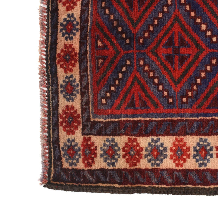 Afghan Baluchi Rug 2' 11" x 4' 8" Hand-Knotted | No. AL85611
