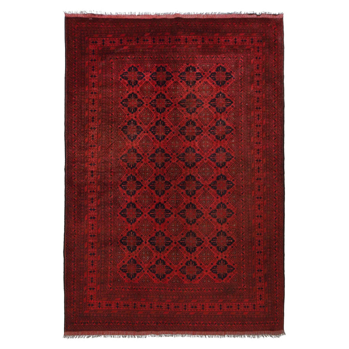 Red Afghan Khal Mohammadi Rug 6' 7" x 9' 10" Hand-Knotted | No. AL85669