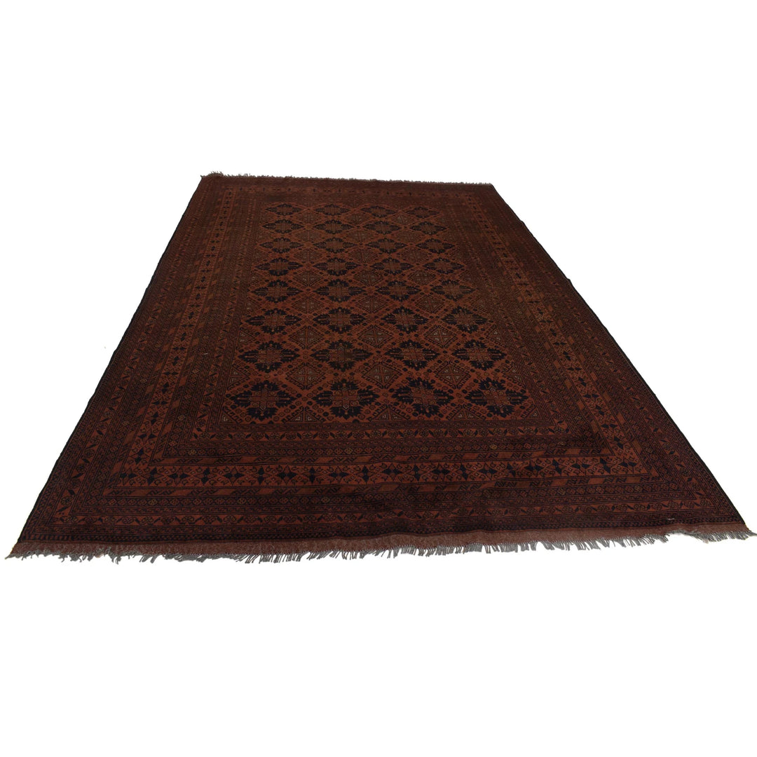 Red Afghan Khal Mohammadi Rug 6' 7" x 9' 10" Hand-Knotted | No. AL85669