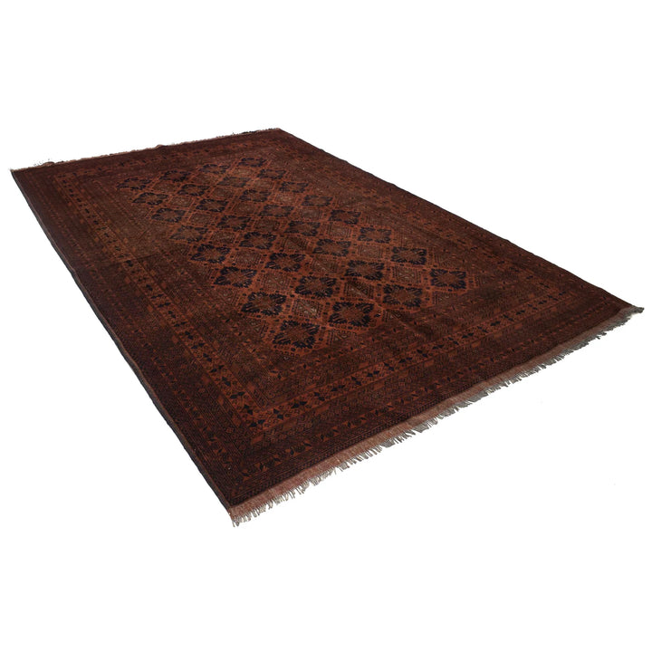 Red Afghan Khal Mohammadi Rug 6' 7" x 9' 10" Hand-Knotted | No. AL85669