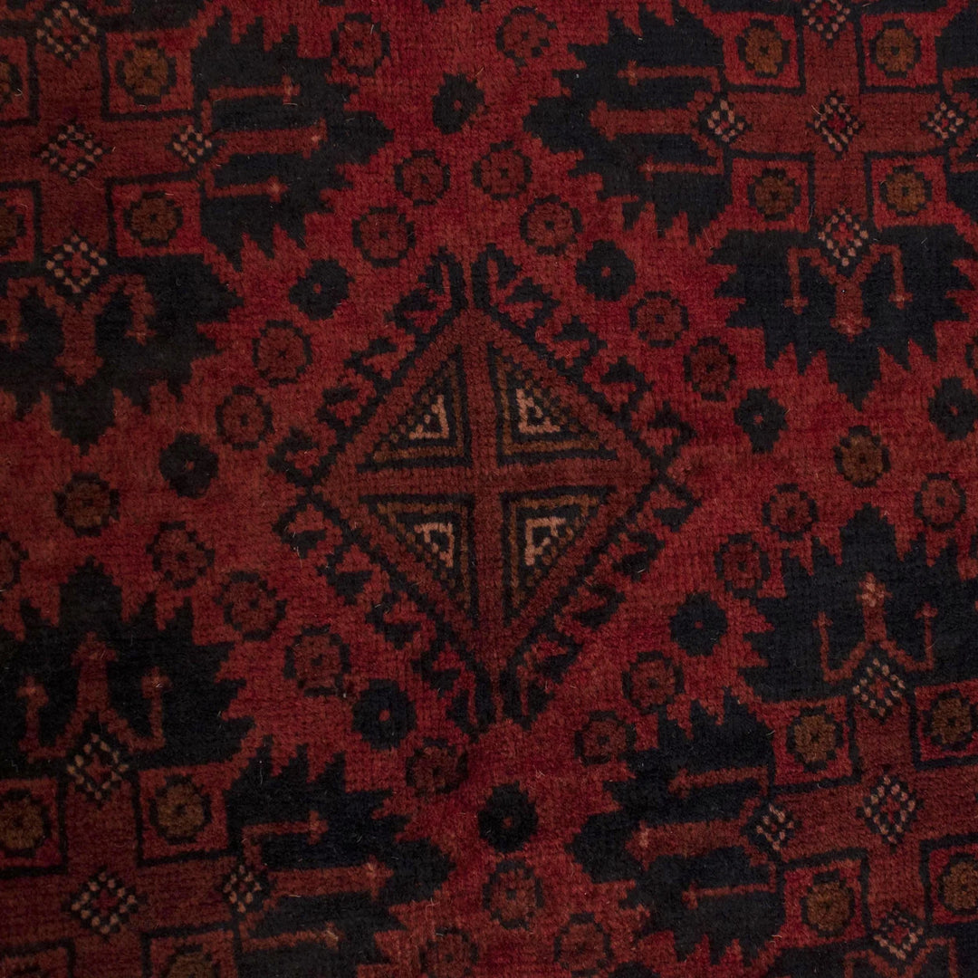 Red Afghan Khal Mohammadi Rug 6' 7" x 9' 10" Hand-Knotted | No. AL85669