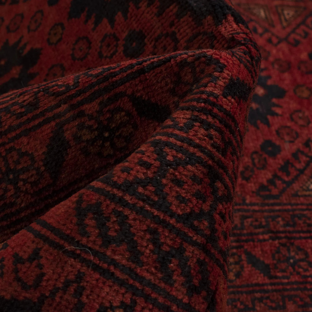 Red Afghan Khal Mohammadi Rug 6' 7" x 9' 10" Hand-Knotted | No. AL85669