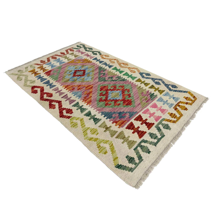 Afghan Vegetable Kilim Rug 2' 4" x 4' 1" Flat-Weave | No. AL857081