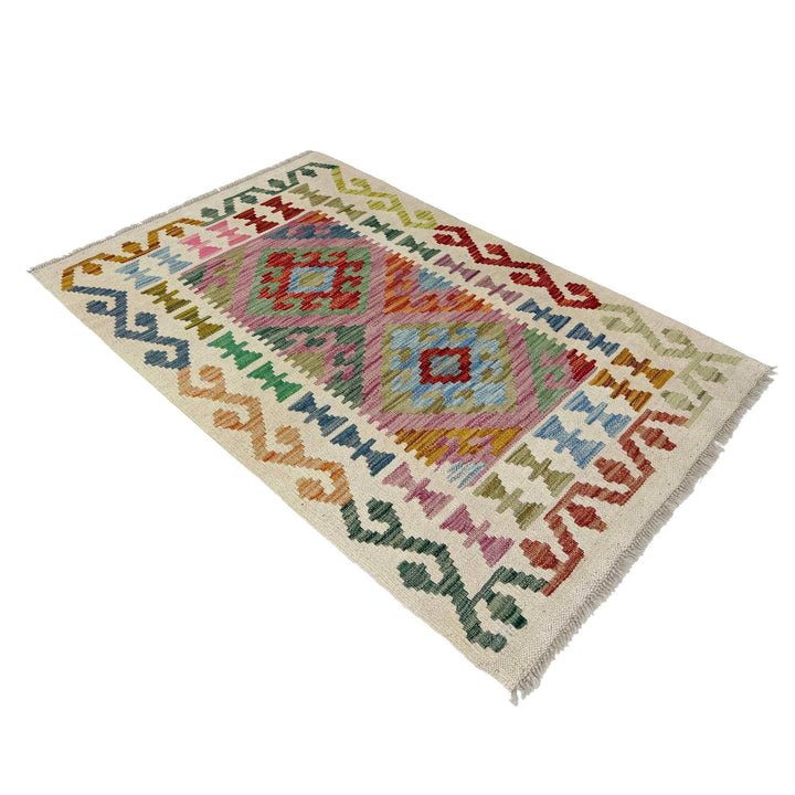Afghan Vegetable Kilim Rug 2' 4" x 4' 1" Flat-Weave | No. AL857081