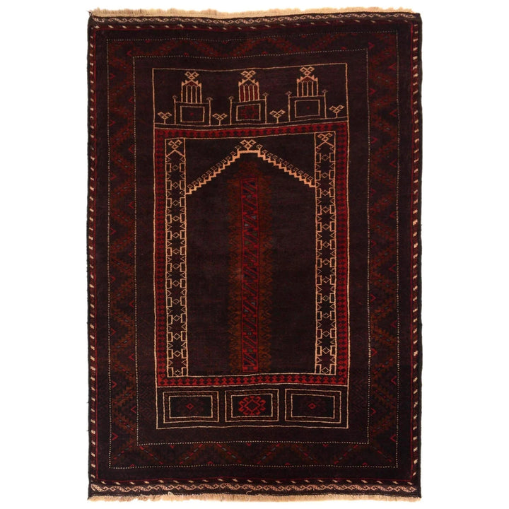 Afghan Prayer Rug 2' 11" x 4' 4" Hand-Knotted | No. AL85732