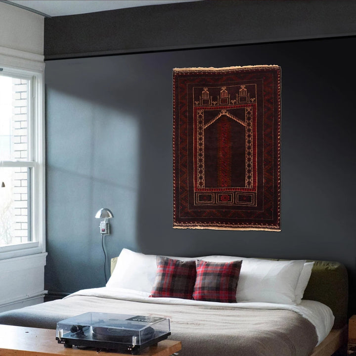 Afghan Prayer Rug 2' 11" x 4' 4" Hand-Knotted | No. AL85732
