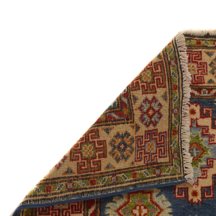 Blue Afghan Kazak Rug 2' 9" x 4' 8" Hand-Knotted | No. AL85736