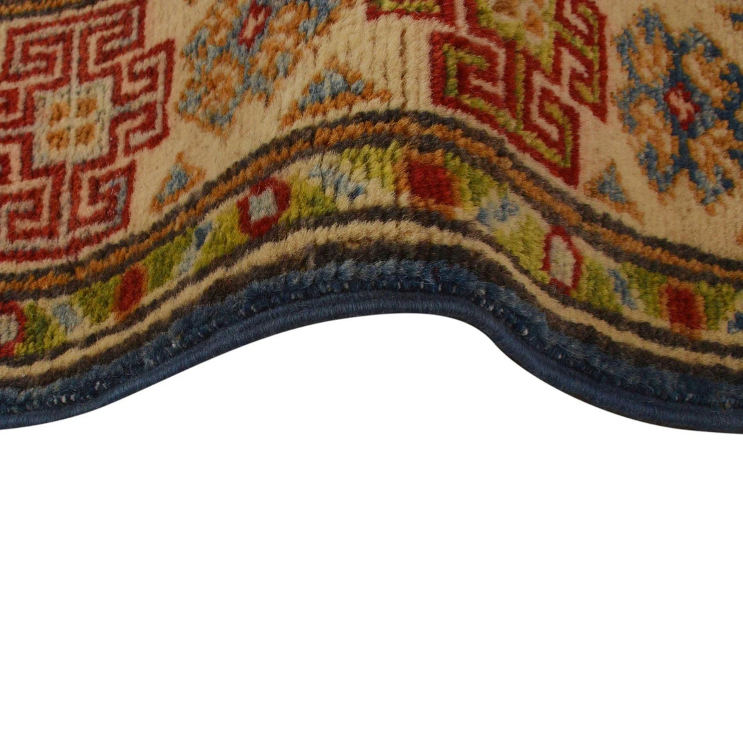 Blue Afghan Kazak Rug 2' 9" x 4' 8" Hand-Knotted | No. AL85736