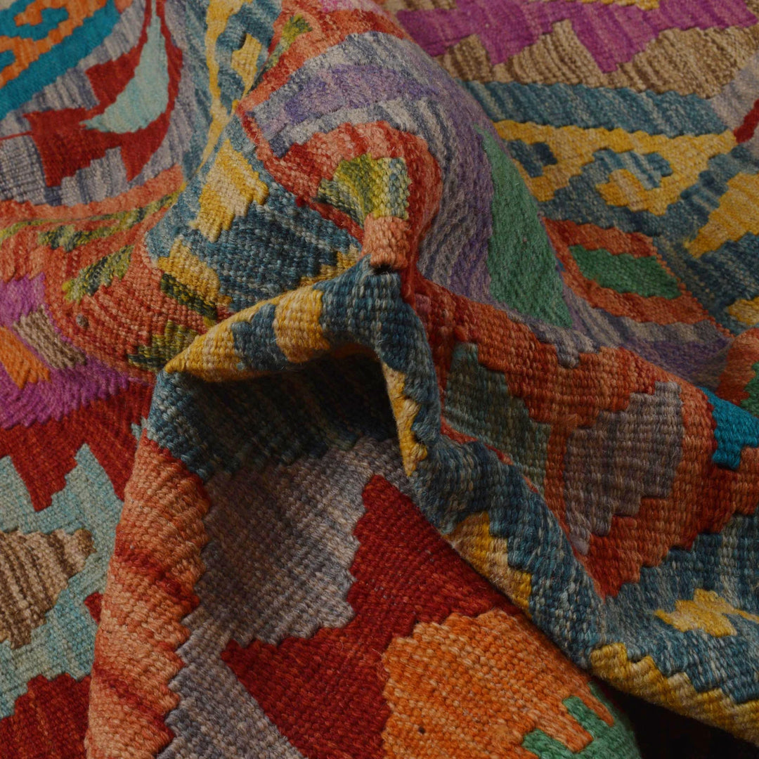 Afghan Vegetable Kilim Rug 5'10" x 8'1" Flat-Weave | No. AL85807