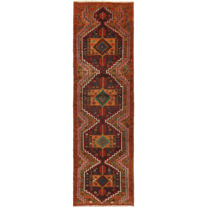 Orange Afghan Baluchi Rug 2' 9" x 9' 9" Hand-Knotted | No. AL85824