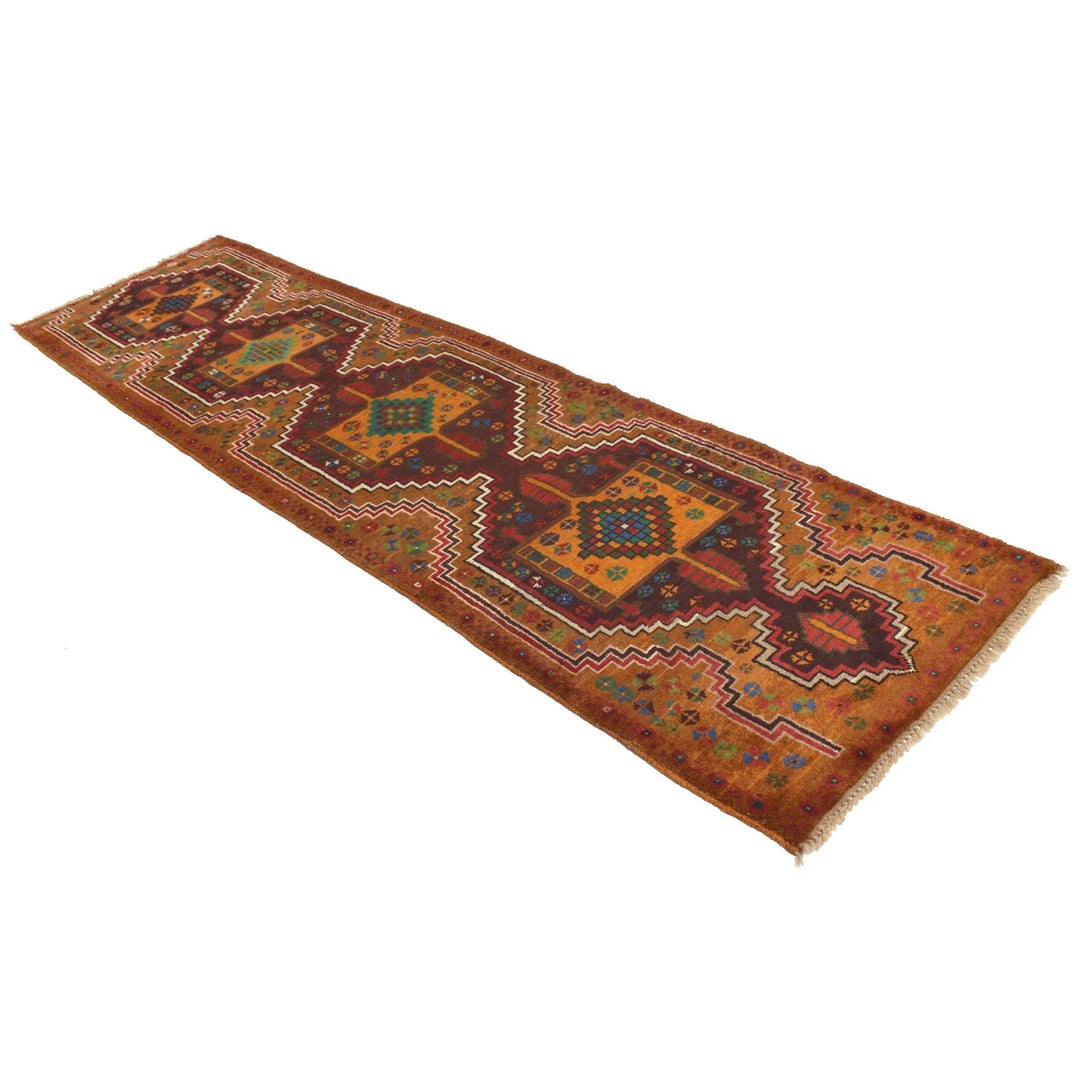 Orange Afghan Baluchi Rug 2' 9" x 9' 9" Hand-Knotted | No. AL85824