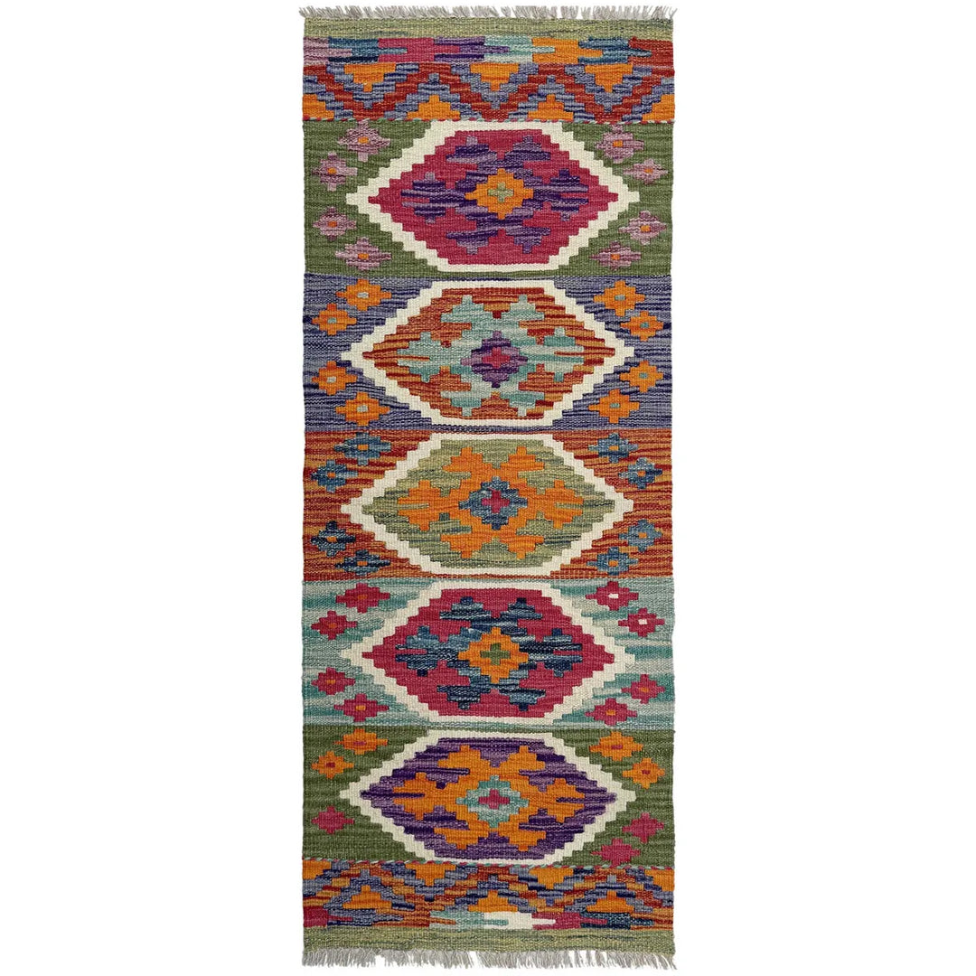 Afghan Vegetable Kilim Rug 1' 8" x 4' 8" Flat-Weave | No. AL858573