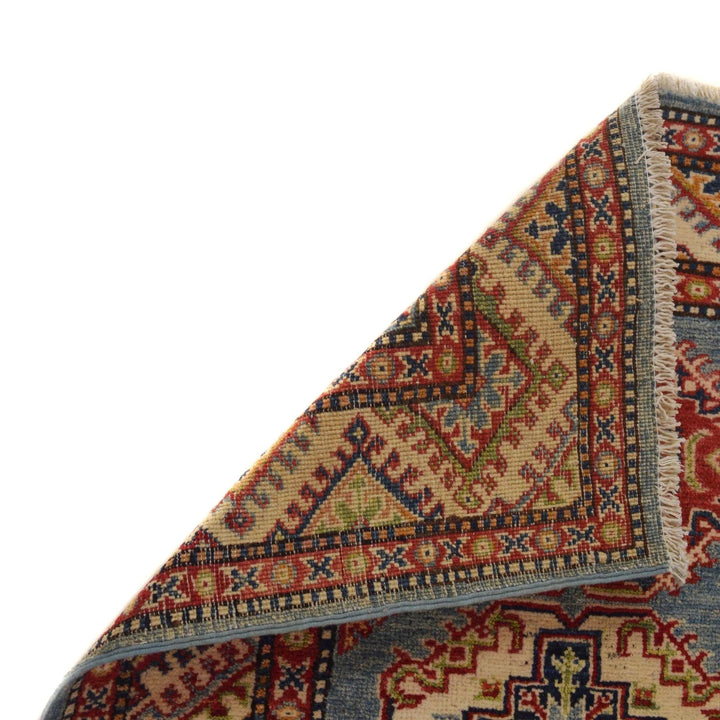 Blue Afghan Kazak Rug 2' 10" x 3' 11" Hand-Knotted | No. AL85897