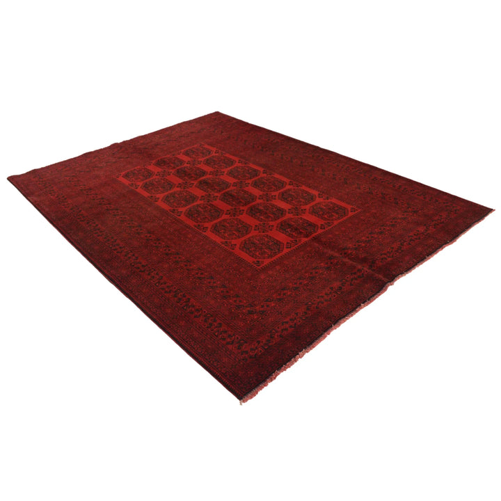 Red Afghan Filpa Rug 6'10" x 9'3" Hand-Knotted | No. AL859052
