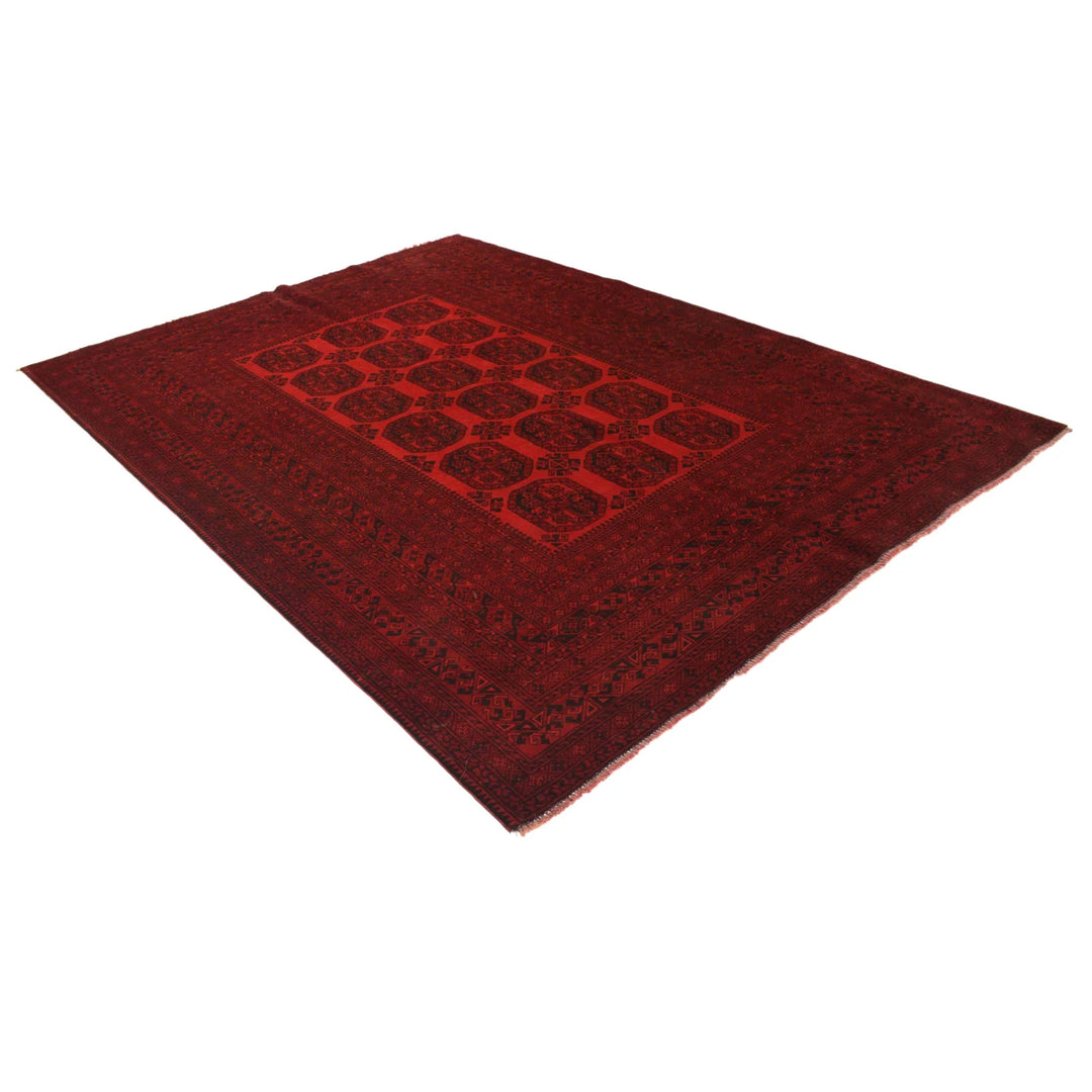 Red Afghan Filpa Rug 6'10" x 9'3" Hand-Knotted | No. AL859052