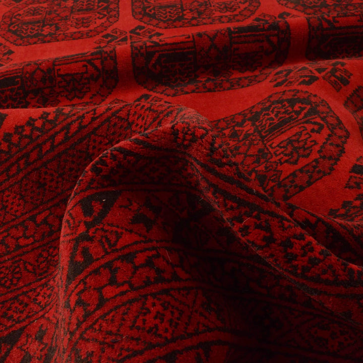 Red Afghan Filpa Rug 6'10" x 9'3" Hand-Knotted | No. AL859052