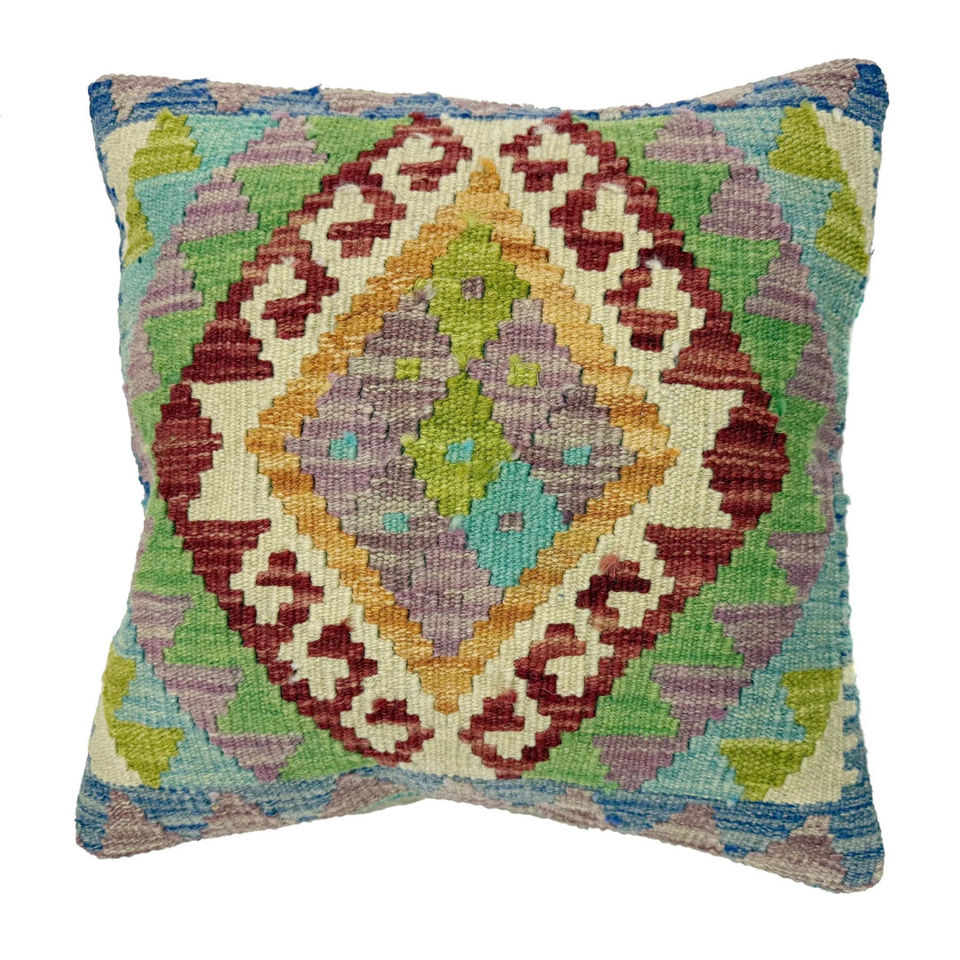Afghan Kilim Cushion 1' 5" x 1' 5" Flat-Weave | No. AL860248