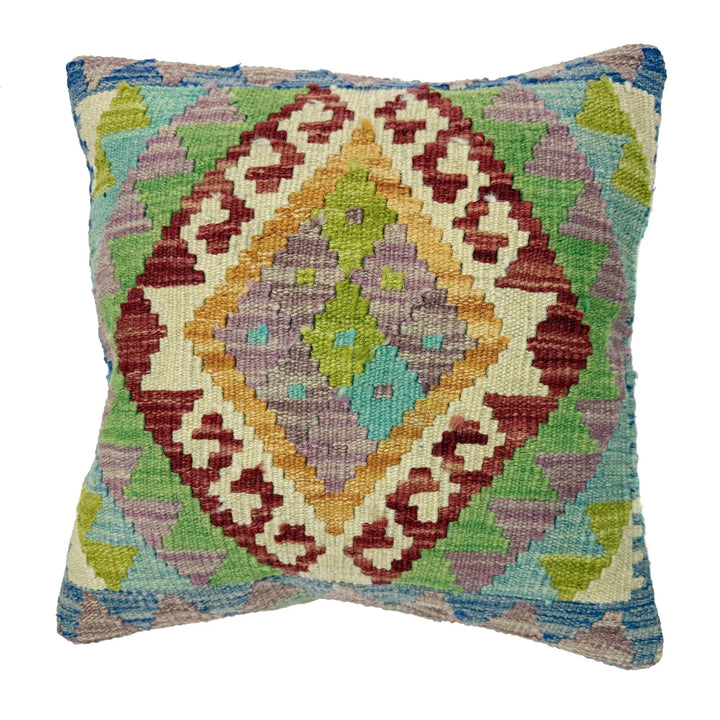 Afghan Kilim Cushion 1' 5" x 1' 5" Flat-Weave | No. AL860248
