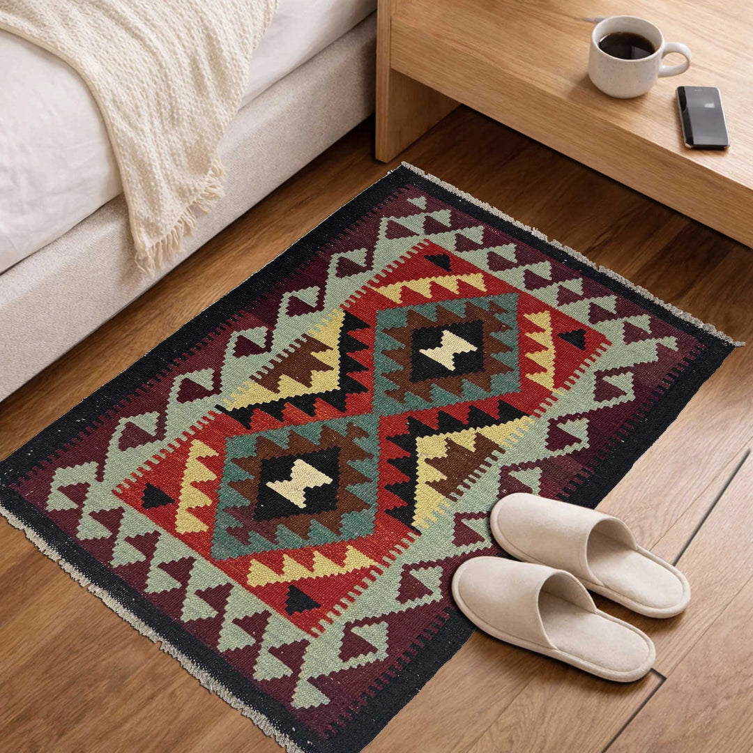 Afghan Kilim Rug 2' 0" x 2' 11" Flat-Weave | No. AL86058