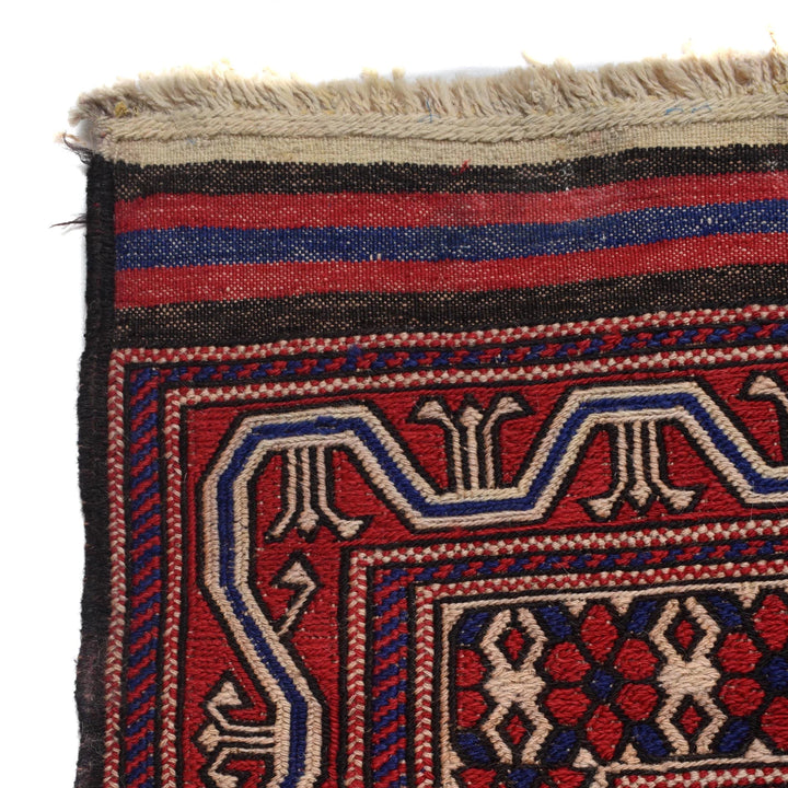 Beige Afghan Saghari Kilim Rug 7' " x 9' 5" Hand-Knotted | No. AL86069