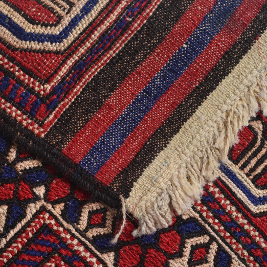 Beige Afghan Saghari Kilim Rug 7' " x 9' 5" Hand-Knotted | No. AL86069