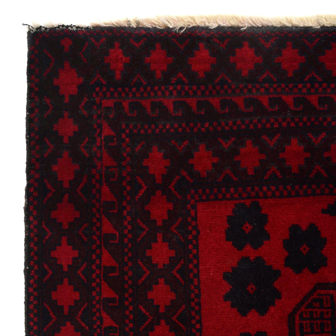 Deep Red Afghan Baluchi Rug 6'10" x 9'4" Hand-Knotted | No. AL86098