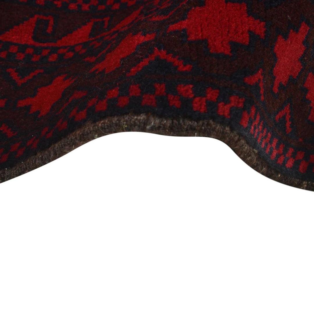 Deep Red Afghan Baluchi Rug 6'10" x 9'4" Hand-Knotted | No. AL86098