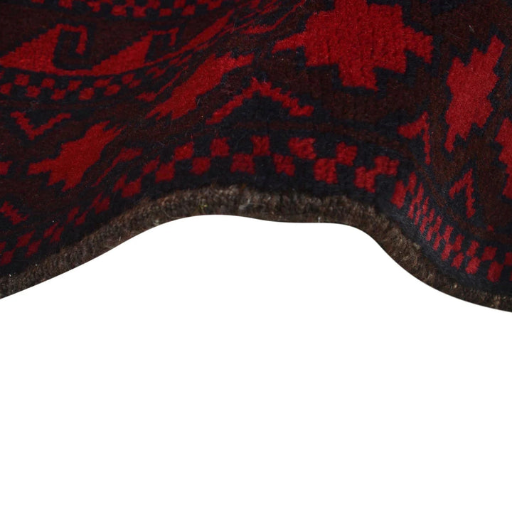 Deep Red Afghan Baluchi Rug 6'10" x 9'4" Hand-Knotted | No. AL86098