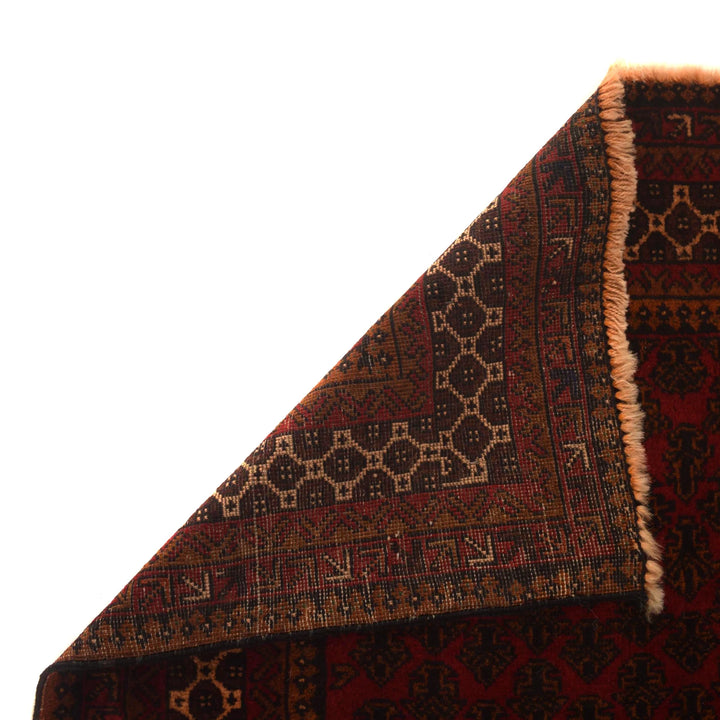 Red Afghan Prayer Rug 3' 1" x 4' 8" Hand-Knotted | No. AL86102