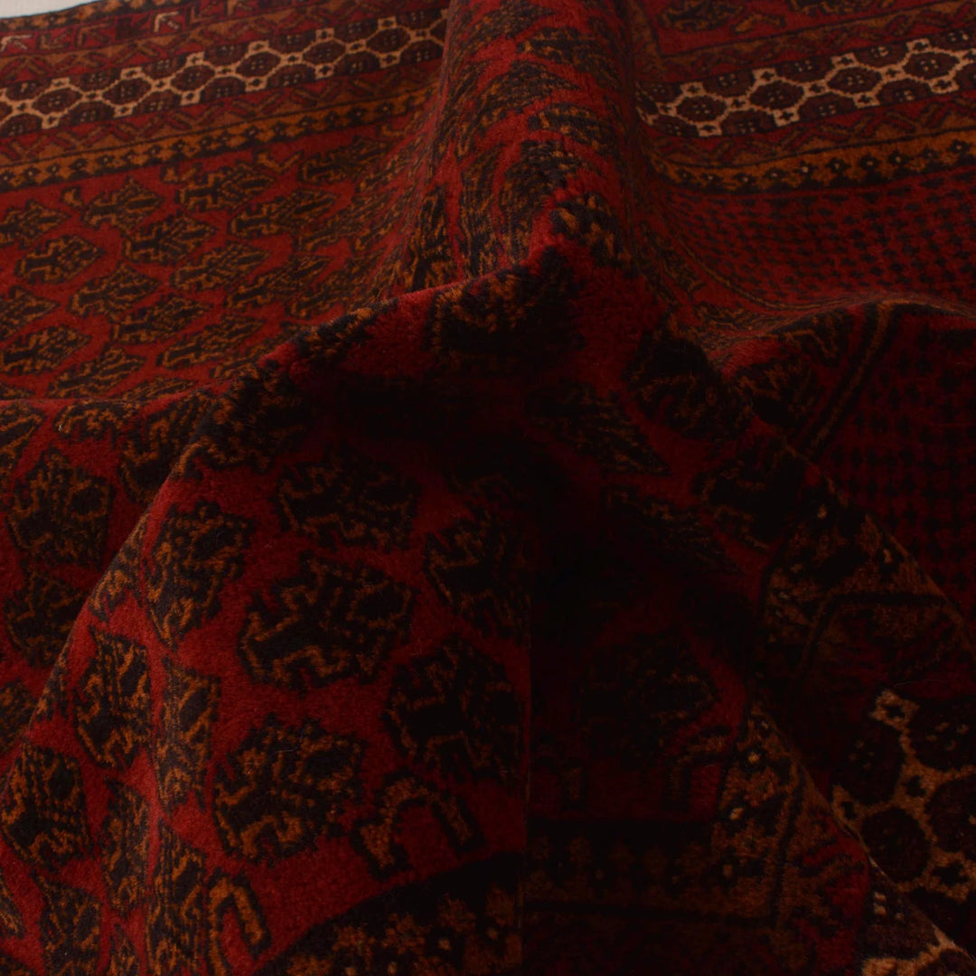 Red Afghan Prayer Rug 3' 1" x 4' 8" Hand-Knotted | No. AL86102