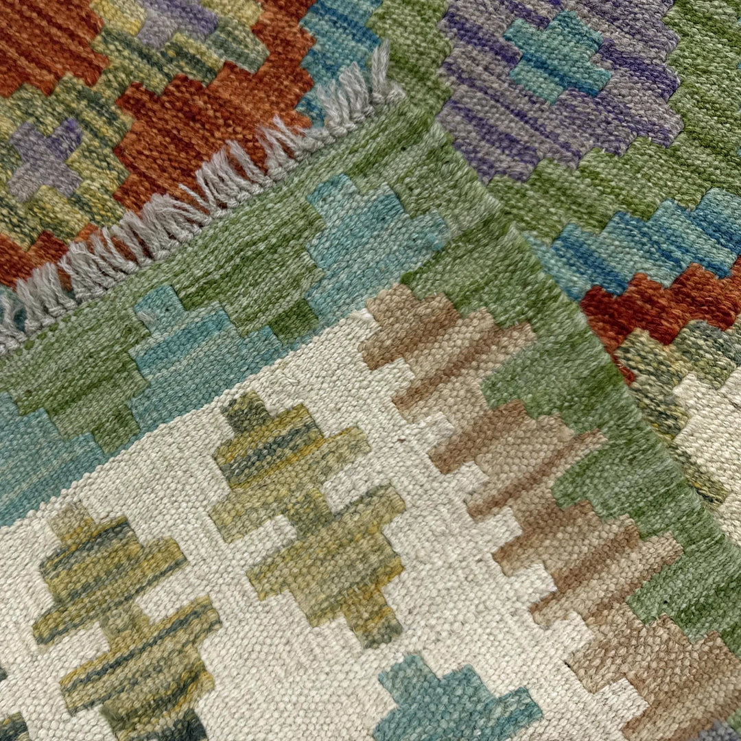 Afghan Vegetable Kilim Rug 5' 2" x 6' 7" Flat-Weave | No. AL861334