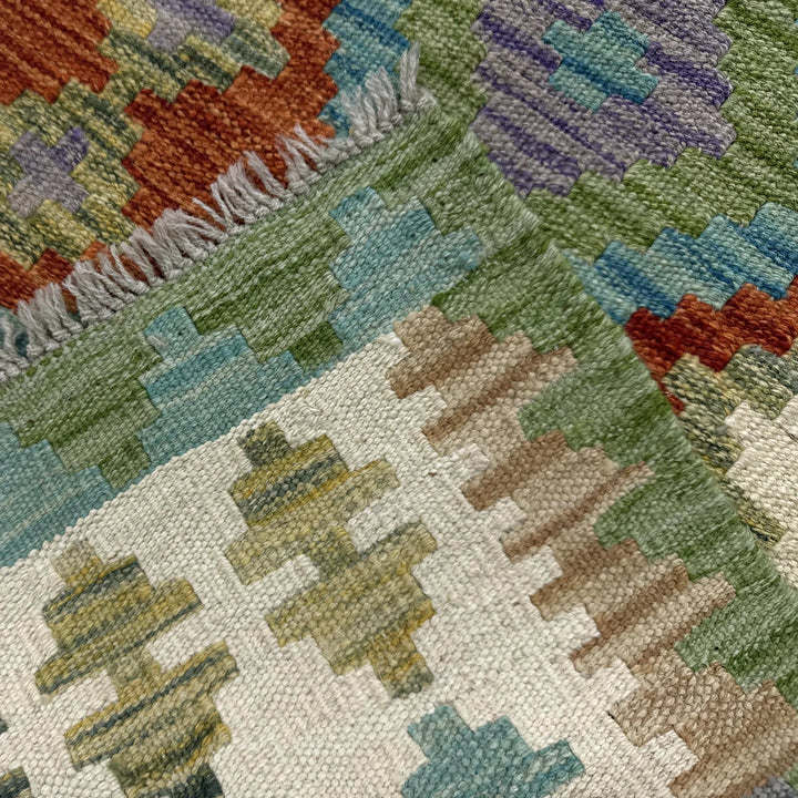 Afghan Vegetable Kilim Rug 5' 2" x 6' 7" Flat-Weave | No. AL861334