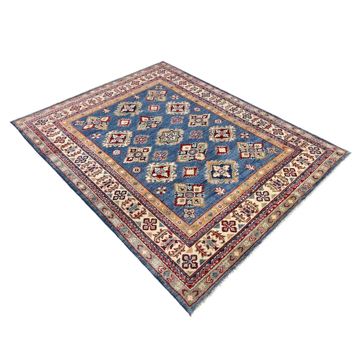 Blue Afghan Kazak Rug 4' 9" x 6' 4" Hand-Knotted | No. AL86138