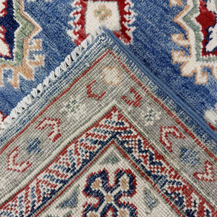 Blue Afghan Kazak Rug 4' 9" x 6' 4" Hand-Knotted | No. AL86138