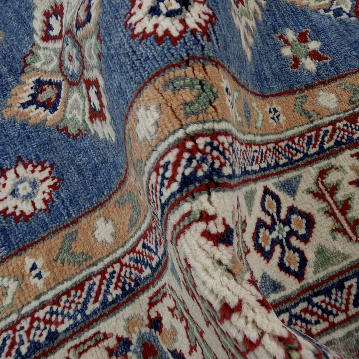 Blue Afghan Kazak Rug 4' 9" x 6' 4" Hand-Knotted | No. AL86138