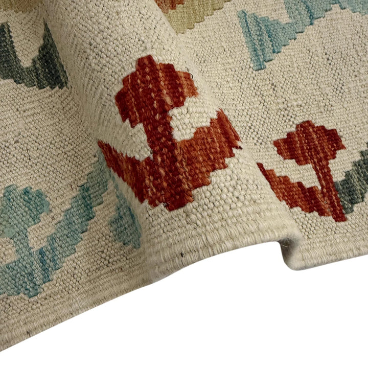 Multicolor Afghan Vegetable Kilim Rug 2'7" x 9'5" Flat-Weave | No. AL861483