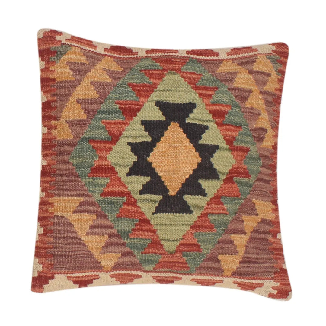 Afghan Kilim Cushion Cover 1' 6" x 1' 6" Flat-Weave | No. AL86158
