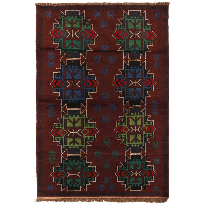 Afghan Baluchi Rug 4' 2" x 6' 4" Hand-Knotted | No. AL86160