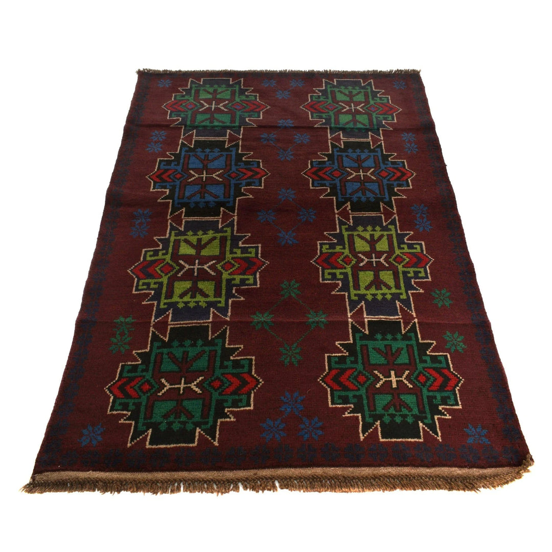 Afghan Baluchi Rug 4' 2" x 6' 4" Hand-Knotted | No. AL86160