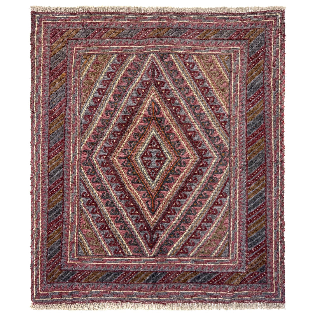 Multicolor Afghan Mashwani Rug 3' 8" x 4' 2" Hand-Knotted | No. AL86254