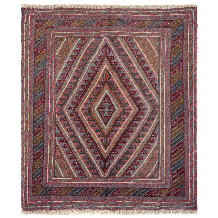 Multicolor Afghan Mashwani Rug 3' 8" x 4' 2" Hand-Knotted | No. AL86254