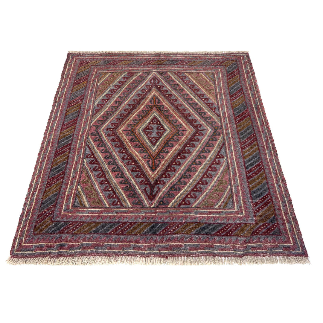 Multicolor Afghan Mashwani Rug 3' 8" x 4' 2" Hand-Knotted | No. AL86254