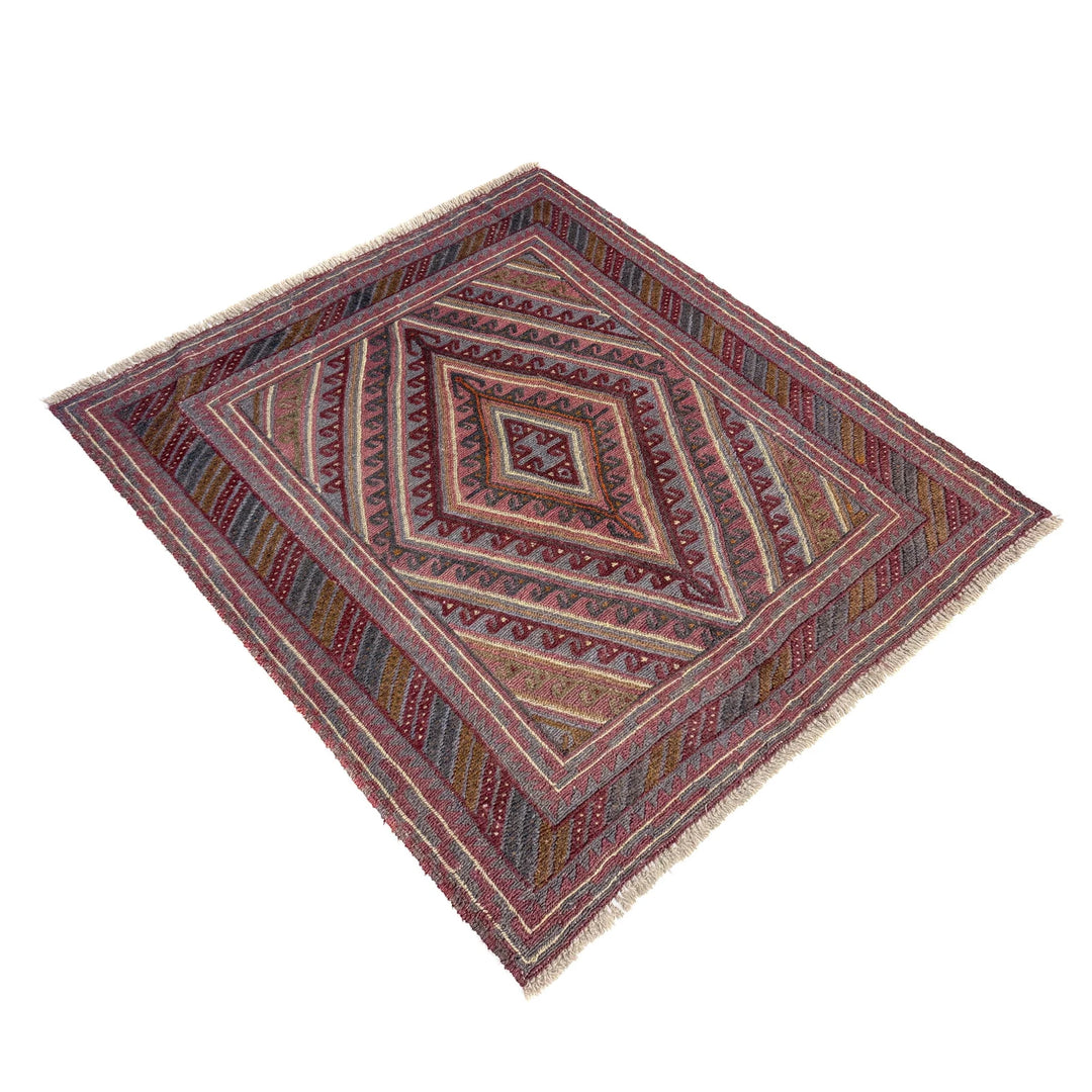 Multicolor Afghan Mashwani Rug 3' 8" x 4' 2" Hand-Knotted | No. AL86254