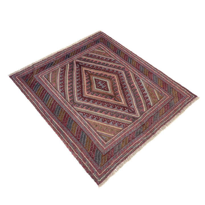 Multicolor Afghan Mashwani Rug 3' 8" x 4' 2" Hand-Knotted | No. AL86254