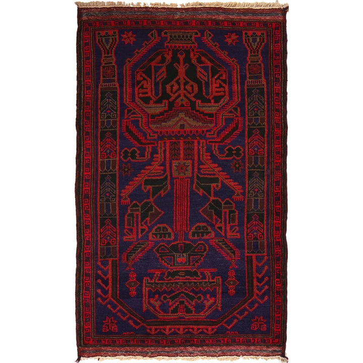 Navy Afghan Baluchi Rug 3' 1" x 4' 9" Hand-Knotted | No. AL86284