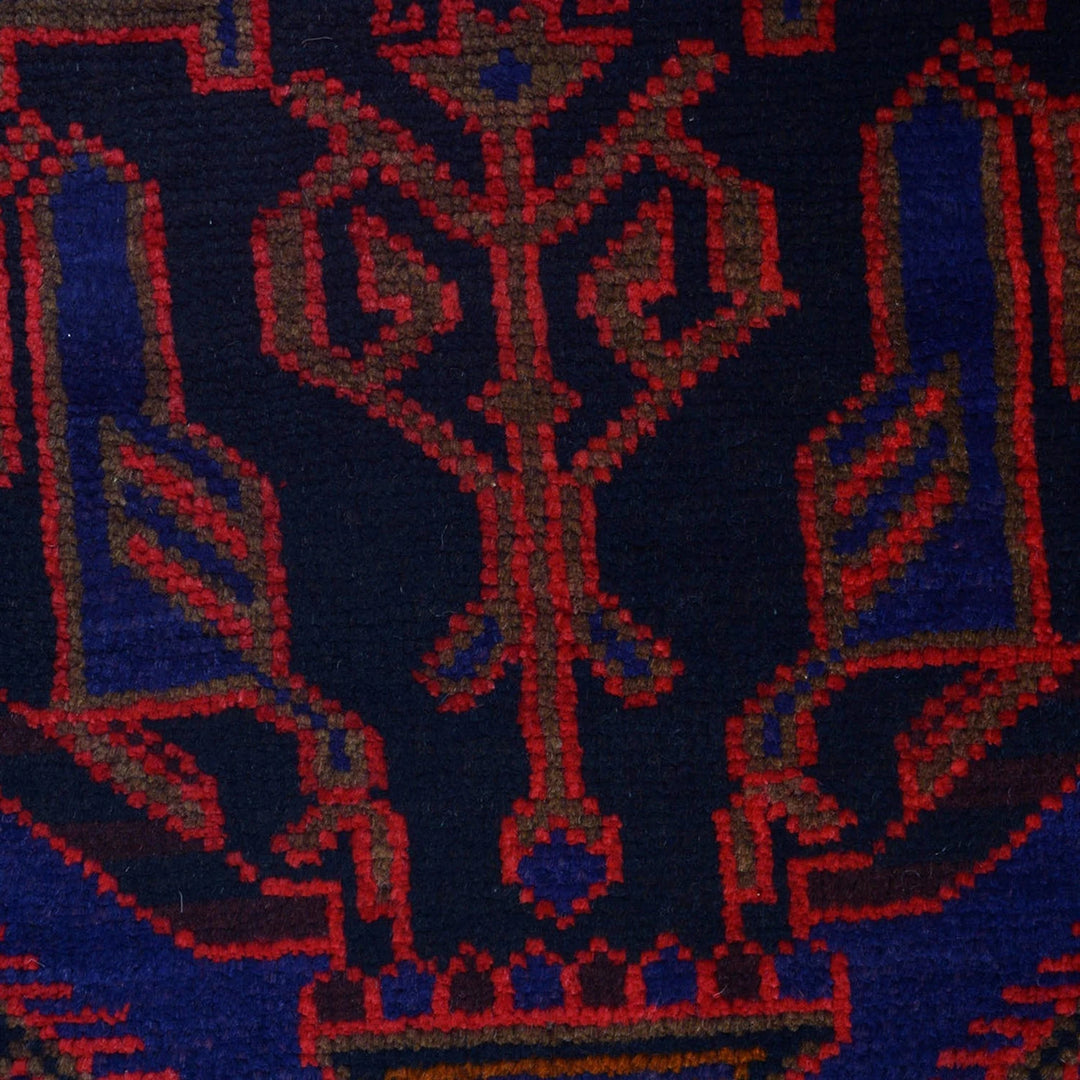 Navy Afghan Baluchi Rug 3' 1" x 4' 9" Hand-Knotted | No. AL86284