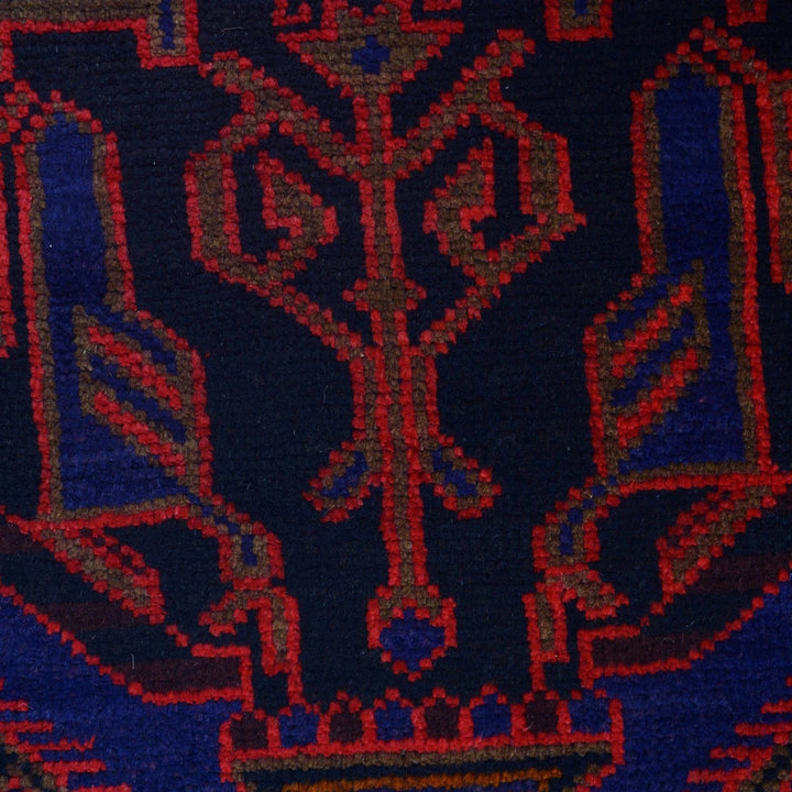 Navy Afghan Baluchi Rug 3' 1" x 4' 9" Hand-Knotted | No. AL86284