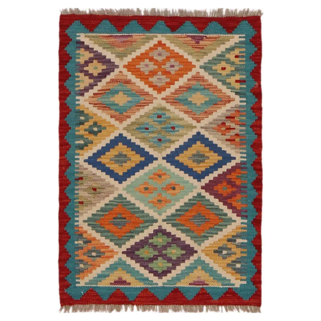 Afghan Kilim Rug 2' 0" x 2' 10" Flat-Weave | No. AL86333