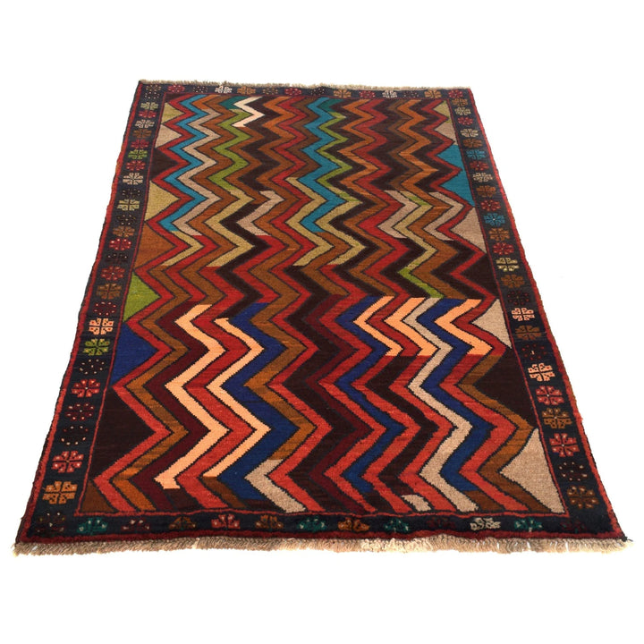 Afghan Baluchi Rug 3' 7" x 6' 0" Hand-Knotted | No. AL86362