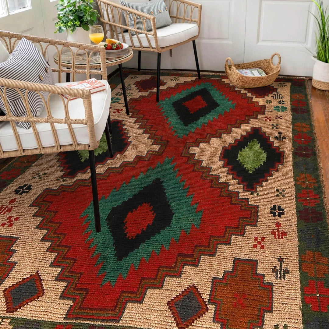 Afghan Baluchi Rug 3' 9" x 6' 4" Hand-Knotted | No. AL86410